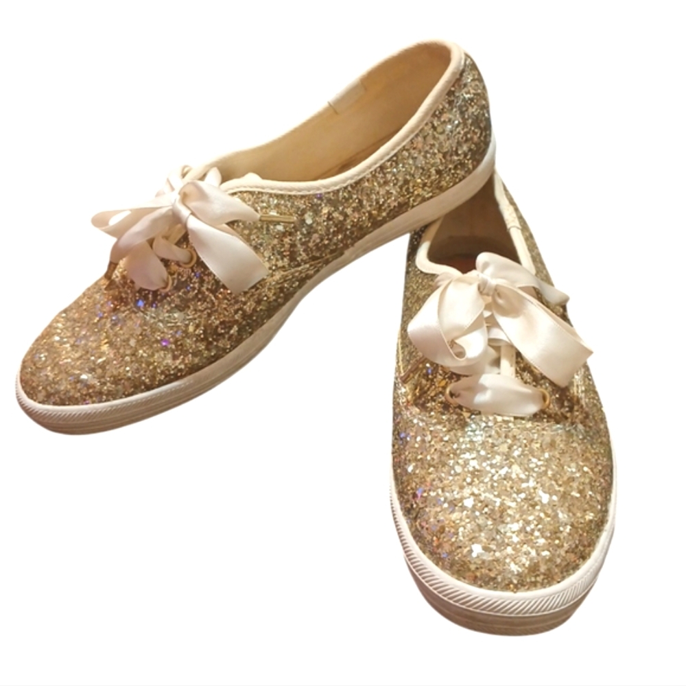 Kate Spade + Keds Gold Glitter Wedding Shoe Sneakers Women's Size 5